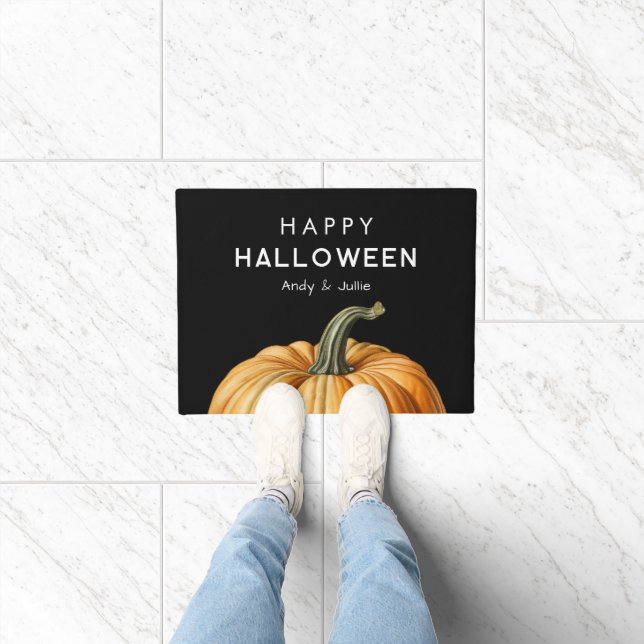 Tapis de porte Joyeux Halloween avec grosse citrou (Intérieur)
