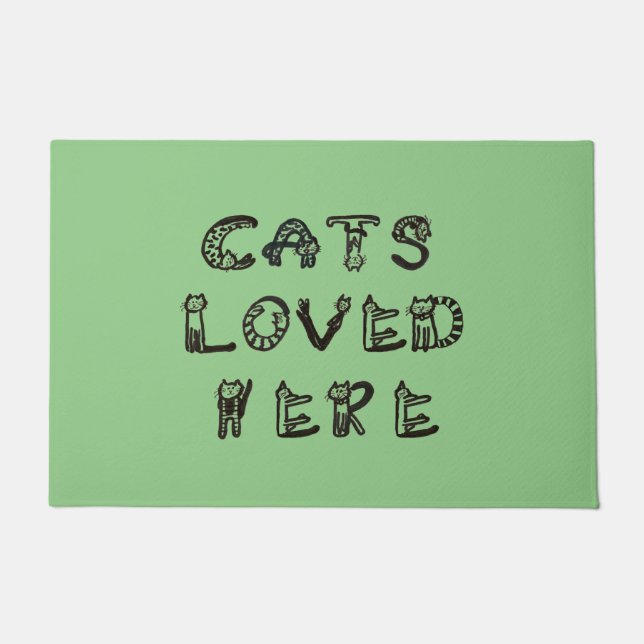 Tapis de porte - Les chats sont aimés ici (Devant)