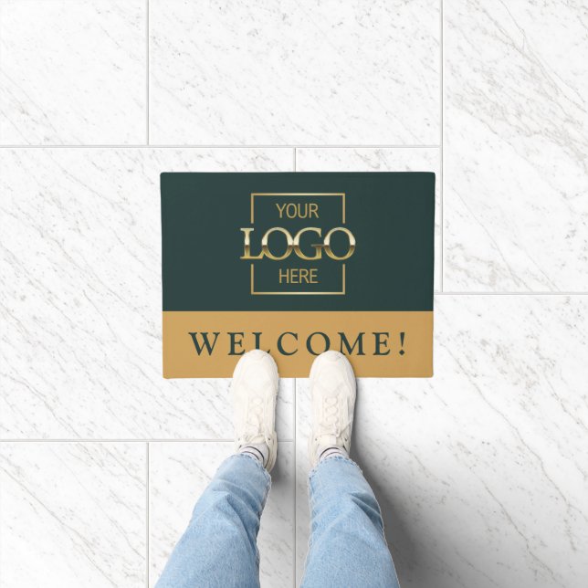 Tapis de porte Logo d'entreprise promotionnel vert (Intérieur)