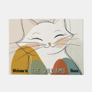Tapis de porte minimaliste forêt chat maman papa