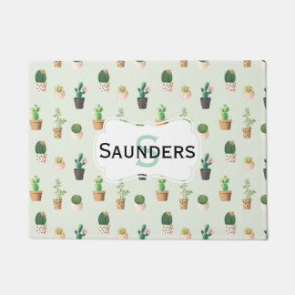 Tapis de porte mis en pot coloré de cactus
