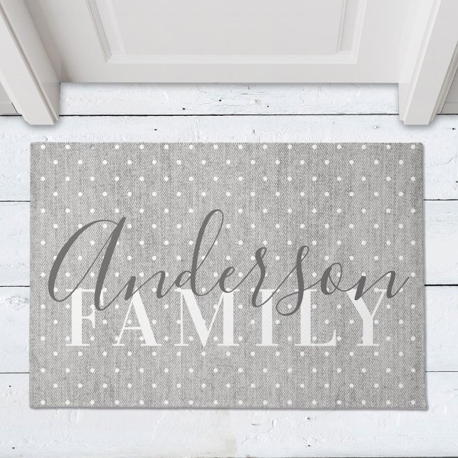 Tapis de porte Modern Farmhouse à pois Nom de fami (Créateur téléchargé)