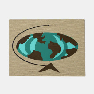 Tapis de porte moderne d'art de globe de la moiti
