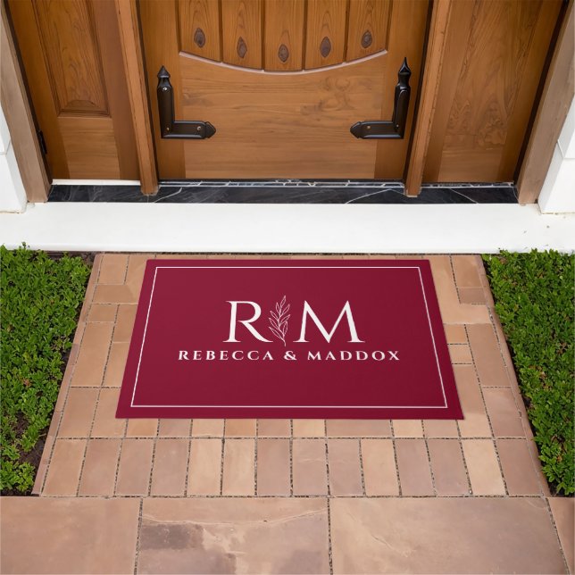Tapis de porte monogramme botanique moderne de Bou (De plein air)