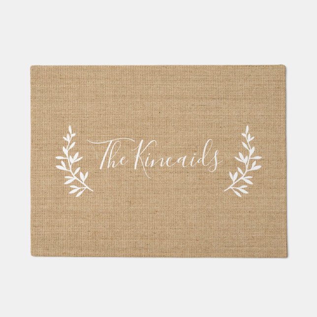 Tapis de porte monogramme en laurier naturel (Devant)