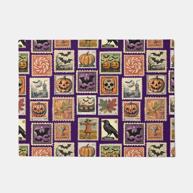 Tapis de porte motif timbre Halloween (Devant)