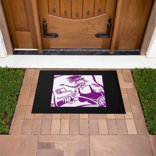 Tapis de porte noir blanc pourpre Chick (De plein air)