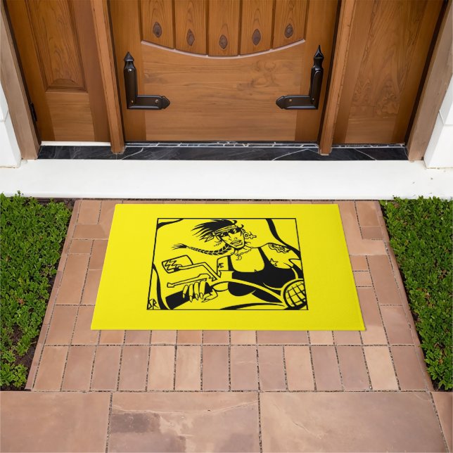 Tapis de porte noir et jaune (De plein air)