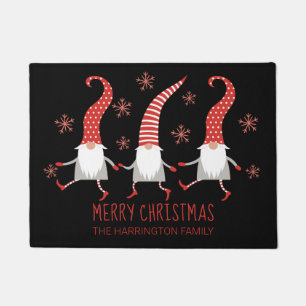 Tapis de porte nom de famille Gnomes de Noël