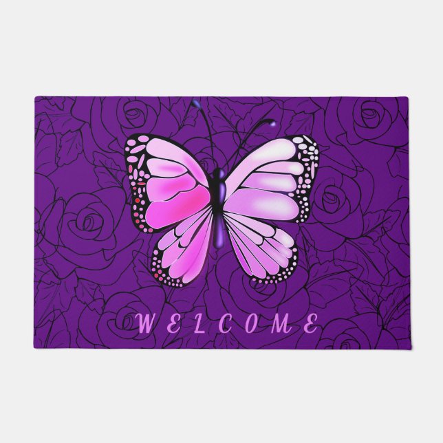 Tapis de porte papillon violet (Devant)