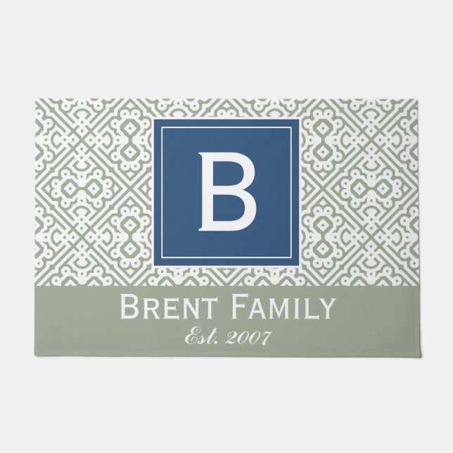 Tapis de porte personnalisable de couleur, bleu (Devant)