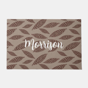 Tapis de porte personnalisé élégant avec feuilles 