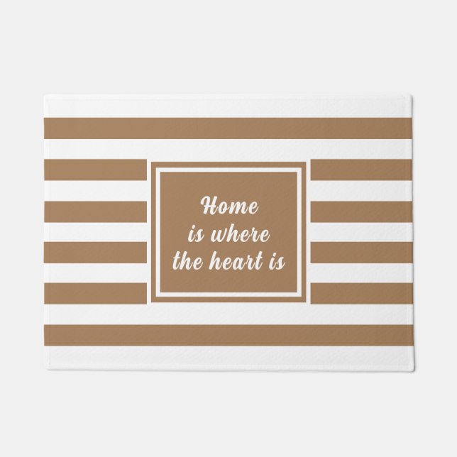 Tapis de porte personnalisé marron clair et blanc  (Devant)