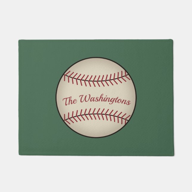 Tapis de porte personnalisé vert baseball  (Devant)