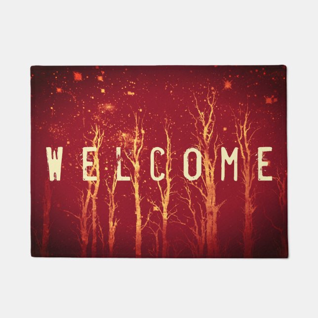 Tapis de porte rouge Artsy de nature rigide (Devant)