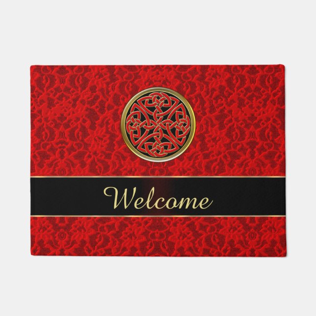 Tapis de porte rouge celtique d'accueil de (Devant)