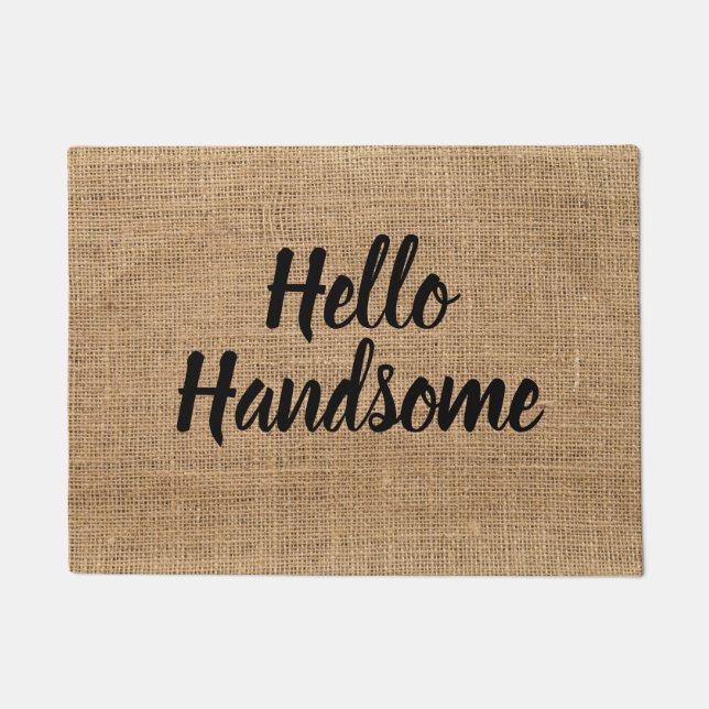 Tapis de porte rustique 'Bonjour Beau Cadeau' (Devant)