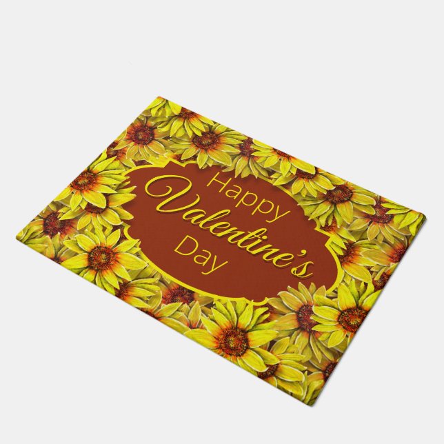 Tapis de porte Saint-Valentin Tournesol (Incliné)