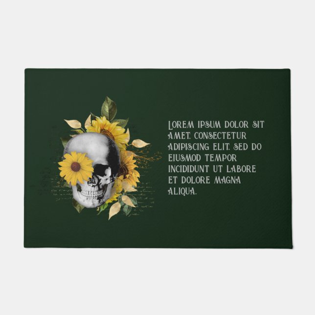 Tapis de porte squelette de tournesol gothique (Devant)