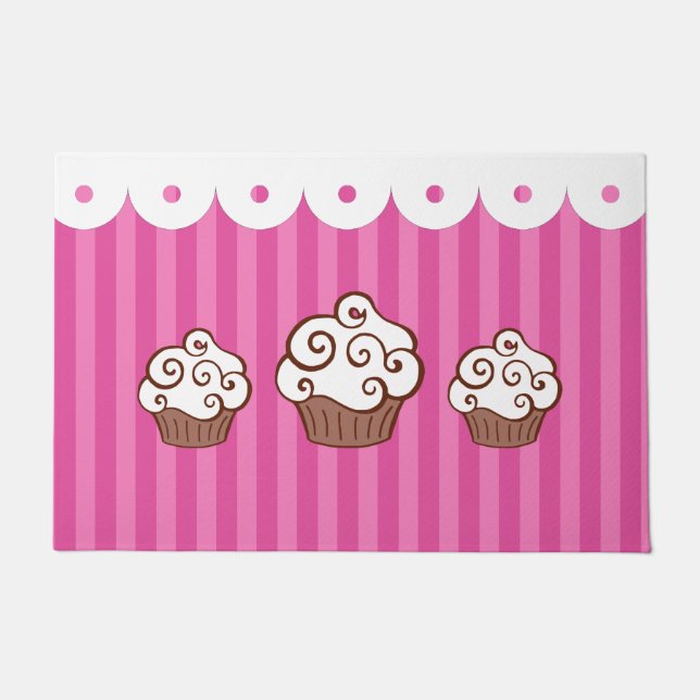 Tapis de porte Tapisserie Cupcake Rose (Devant)