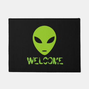Tapis de porte vert drôle d'accueil de chef