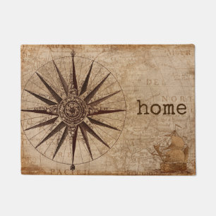Tapis de porte vintage de boussole de carte