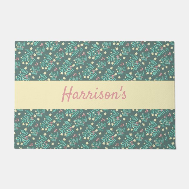 Tapis de portes monogramme botanique tendance (Devant)