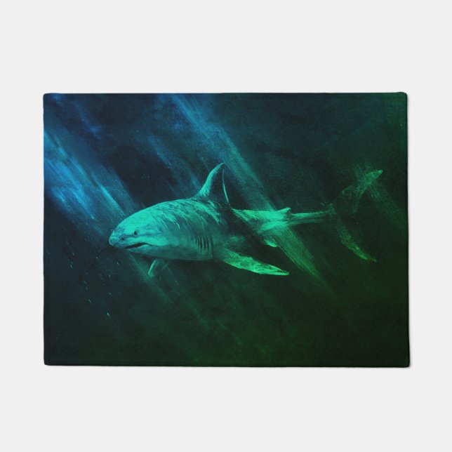 Tapis de requin bleu vert 18 x 24 (Devant)
