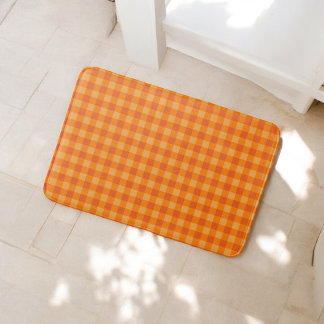 Tapis de salle de bain à carreaux orange vif de st