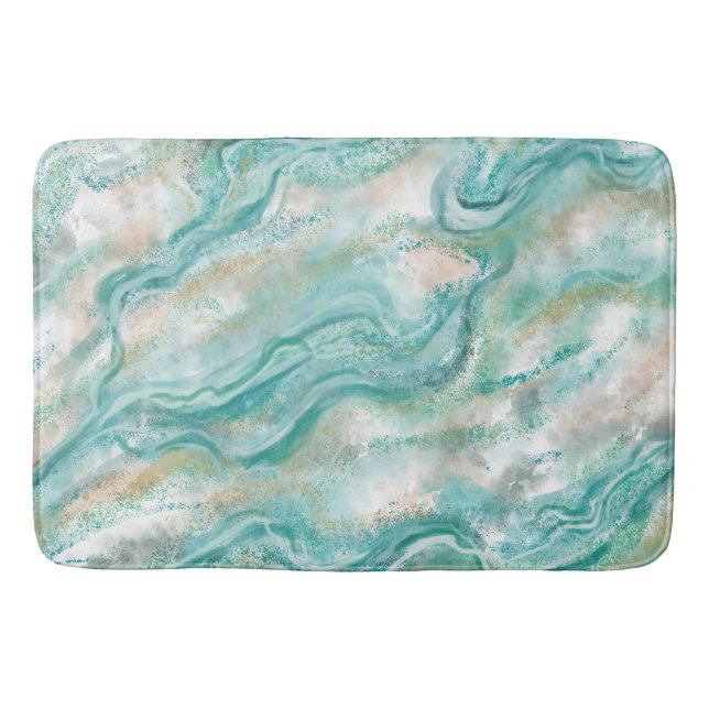 Tapis de salle de bain en marbre vert élégant (Devant)