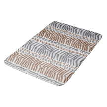 Tapis de salle de bain rayé beige et gris moderne