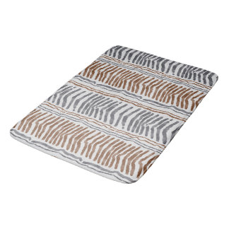 Tapis de salle de bain rayé beige et gris moderne