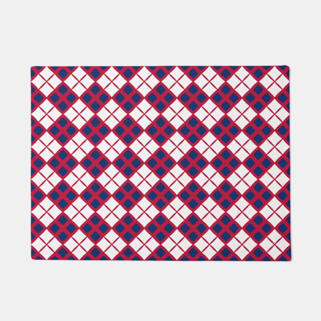 Tapis de sol à carreaux rouge, blanc et bleu (Devant)