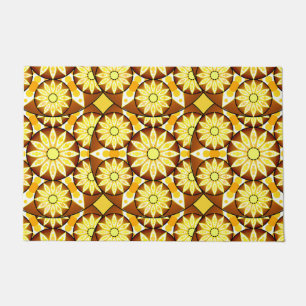Tapis de sol à motif mandala, nuances de brun et d