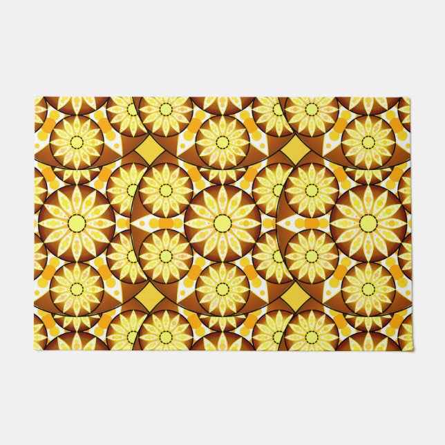 Tapis de sol à motif mandala, nuances de brun et d (Devant)