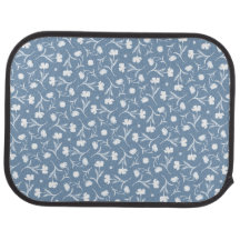 Bleu gris et blanc motif floral Élégant frais