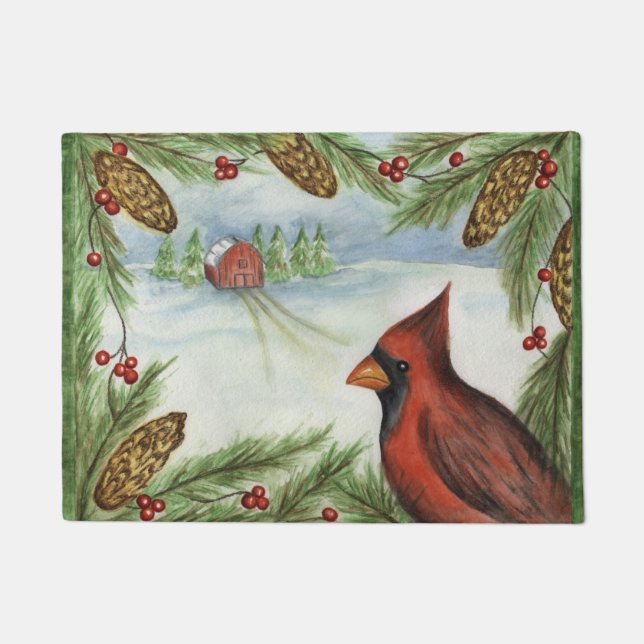 Tapis de sol cardinal de Noël rouge (Devant)