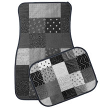 carrés en tissu patchwork vintage noir et blanc