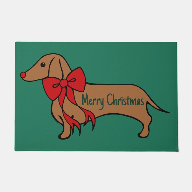 Tapis de sol chiot teckel Noël  (Devant)