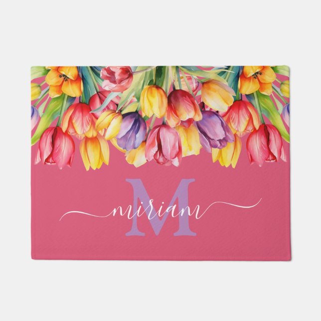 Tapis de sol de cuisine de luxe : Fleurs de printe (Devant)