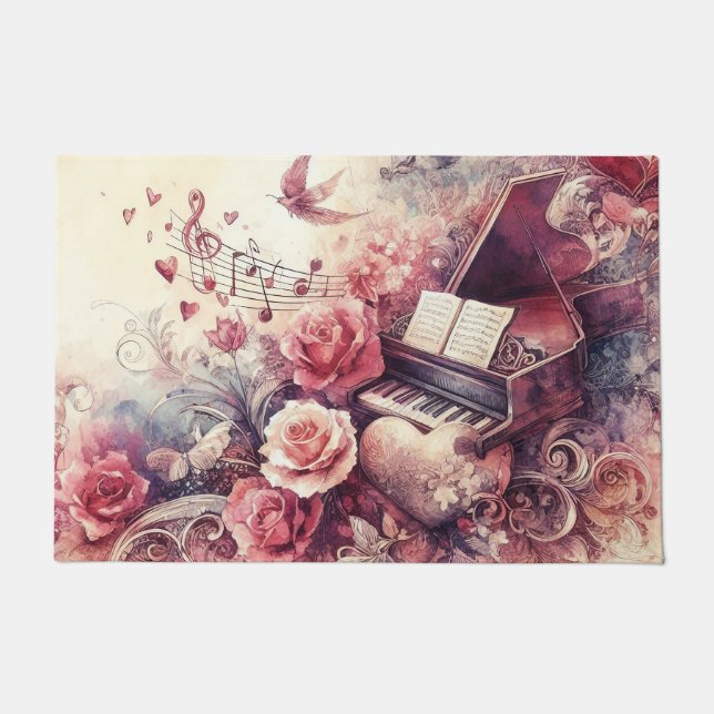 Tapis de sol de cuisine : Dessin de musique romant (Devant)