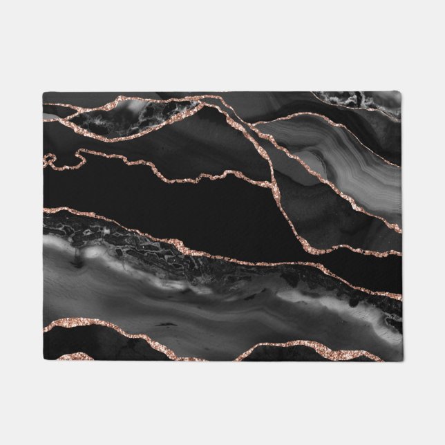 Tapis de sol de cuisine - Fausse brillance rose or (Devant)