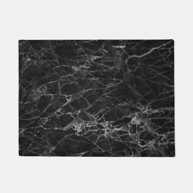 Tapis de sol de cuisine - Marbre noir et blanc (Devant)