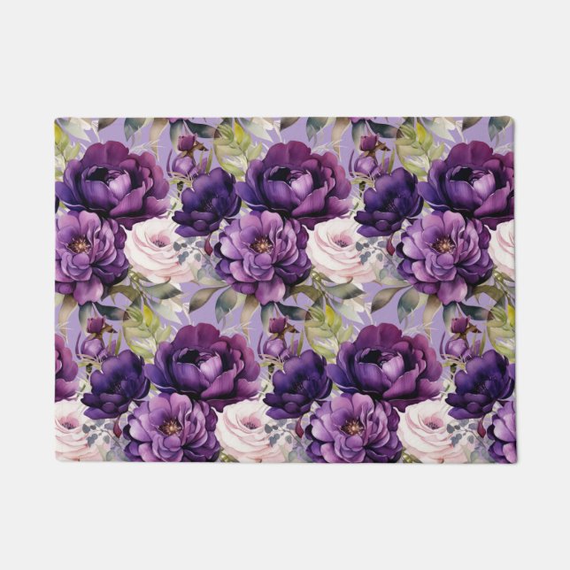 Tapis de sol de cuisine - Pivoines violettes (Devant)