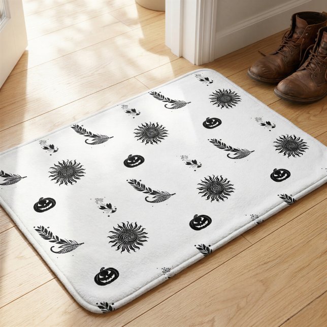 Tapis de sol de motif Halloween sorcière monochrom (Créateur téléchargé)