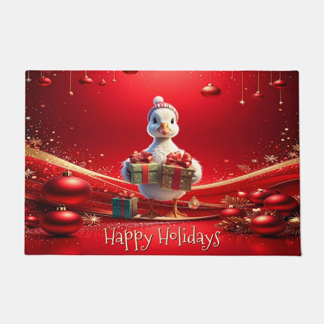 Tapis de sol de Noël Canard Mignon (Devant)