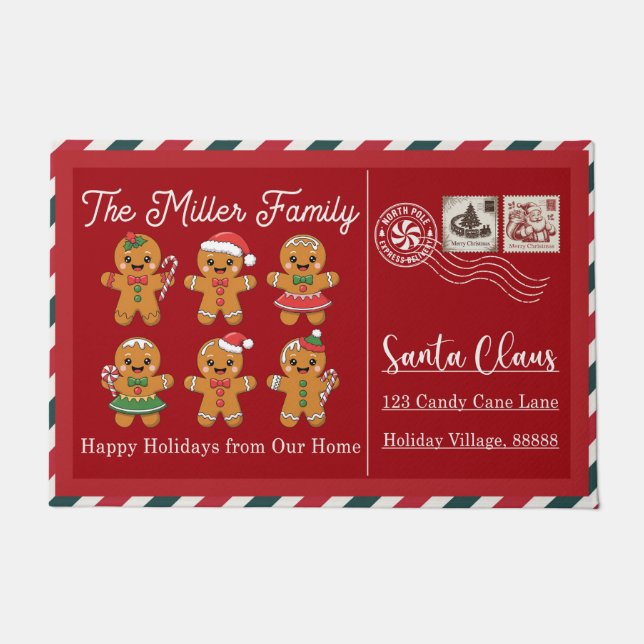 Tapis de sol de Noël Joyeuses Fêtes – Bienvenue Fe (Devant)