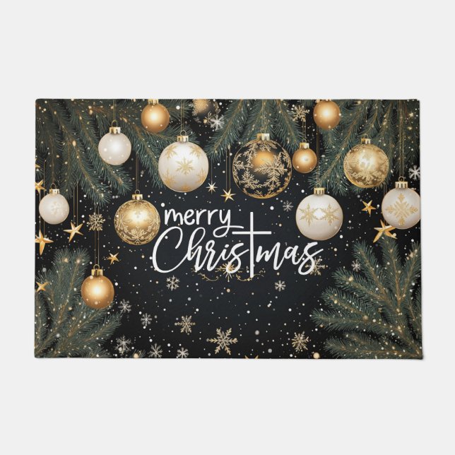 Tapis de sol de Noël Joyeuses Fêtes – Bienvenue fe (Devant)