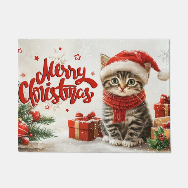 Tapis de sol de Noël Joyeuses Fêtes – Bienvenue fe (Devant)