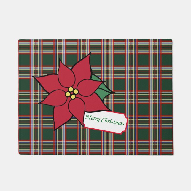 Tapis de sol de Noël plaid au poinsettia (Devant)